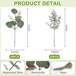 Yoratee Artificial Eucalyptus Stems Mixed