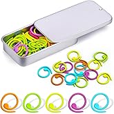 Jmuiiu Metal Stitch Markers, 50Pcs Spiral Metal Crochet Stitch Markers | Colorful Crochet Markers, Stitch Marker Ring for Knitting Crocheting Clothing Tag DIY Craft Project with Storage Box