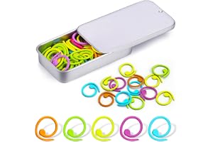 Jmuiiu Metal Stitch Markers, 50Pcs Spiral Metal Crochet Stitch Markers | Colorful Crochet Markers, Stitch Marker Ring for Knitting Crocheting Clothing Tag DIY Craft Project with Storage Box