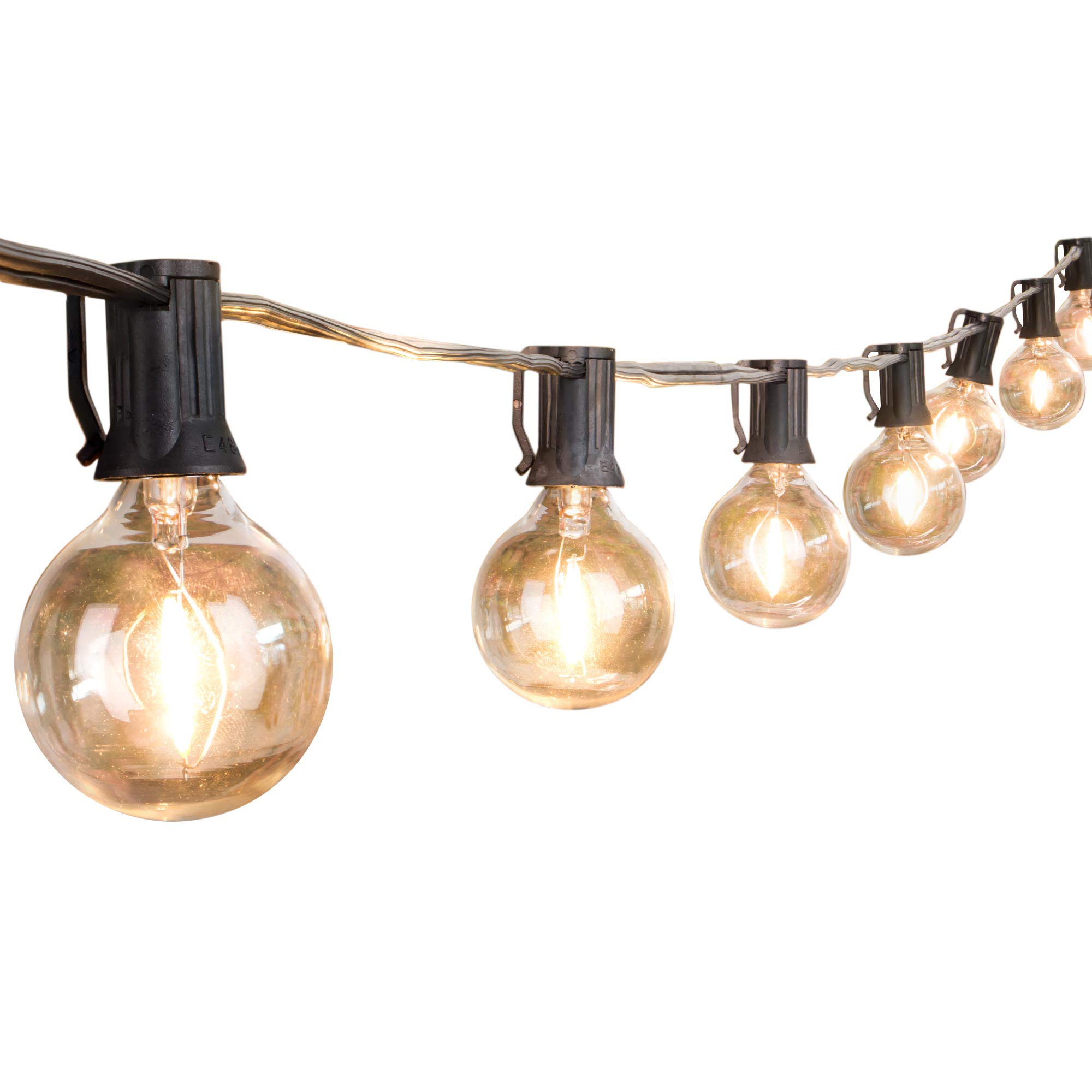 25Ft G40 Globe String Lights with Clear LED Bulbs, Energy Saving UL