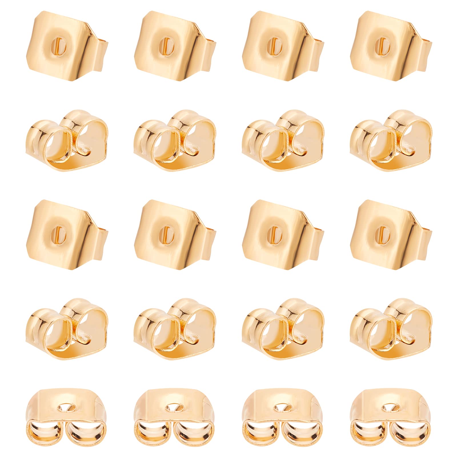 BENECREAT 24PCS 18K Gold Plated Replacement Earring Backs Stopper Butterfly Earring Stud Backs for Earring Accessories DIY Tools(6x4.5x3.5mm)