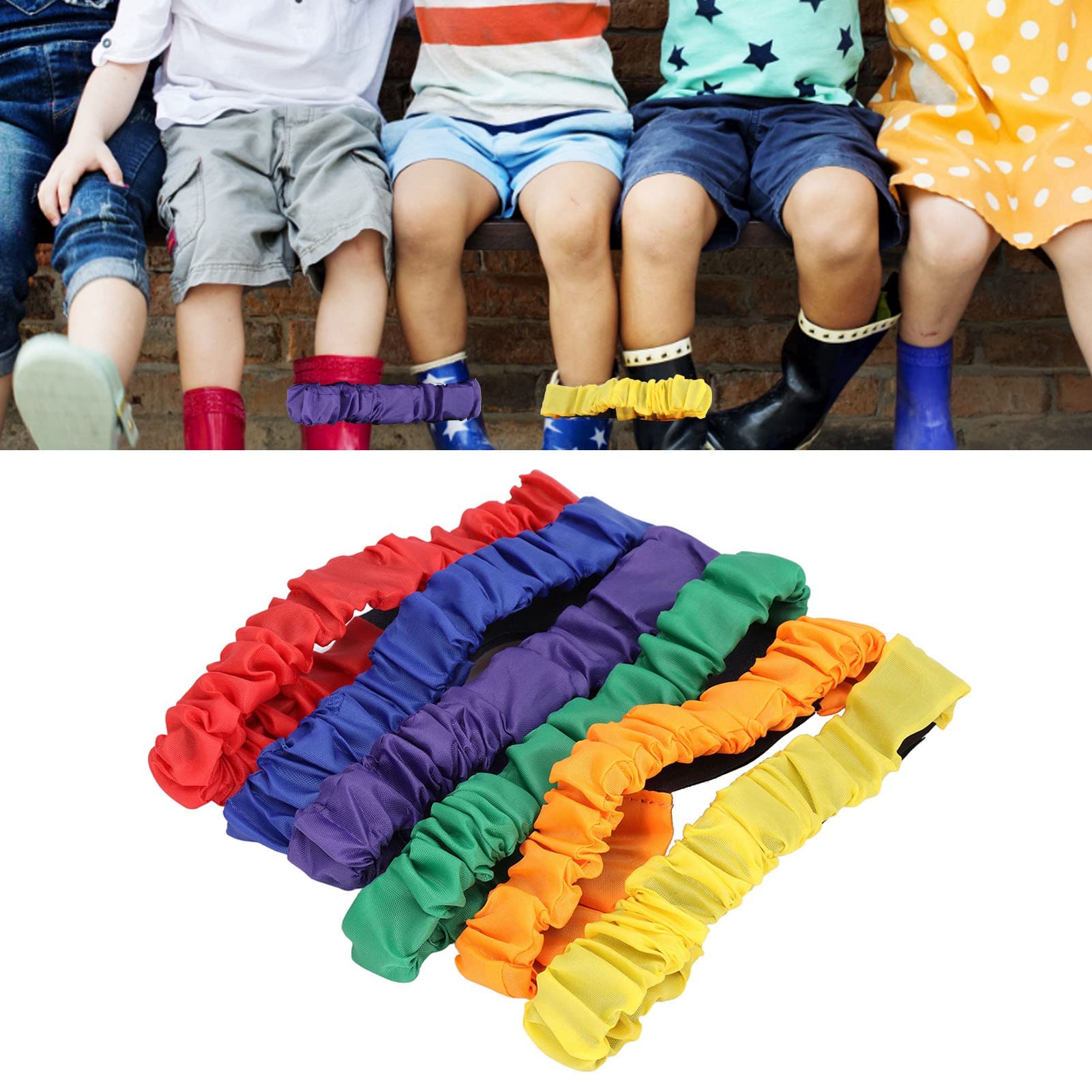 Race Bands Three Legged Race Bands for Children Tear Resistant Soft Nylon Elastic Cord Team Game Sports Day Activity (Colorful High Grade)