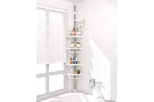 ADOVEL 4 Layer Corner Shower Caddy, Adjustable Shower Shelf, Constant Tension Stainless Steel Pole Organizer, Rustproof 3.3 to 9.8ft