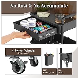 EaseSky Rolling Utility Cart with Drawer 3