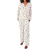 HMPEAIIY Women Y2k Monkey Pajamas Set Button Down Sleepwear Loungewear Pjs for Jammies Party Christmas Thanksgiving Gift