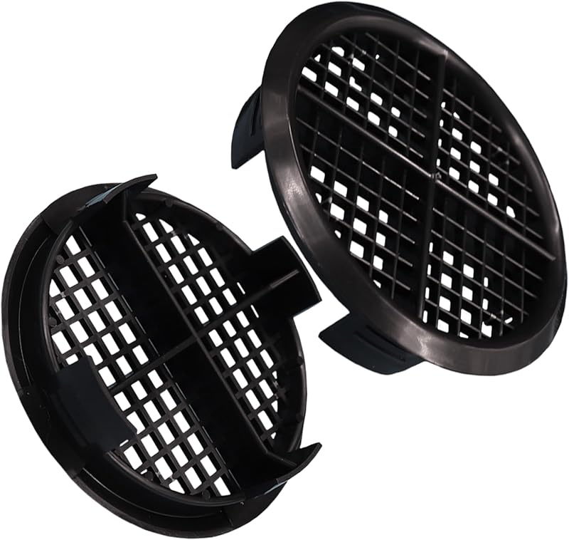 Timloc 8 x 70mm Round Soffit Air Vents Push Fit Black Plastic Fascia Eaves Disc