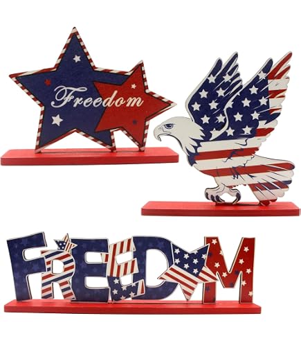 4th Of July Heart Acrylic Sign - Patriotic Table Decor, 4.5x4.5 Inch, Red White & Blue - View #6