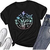 Women's Cute Graphic Tees We're All Mad Here Printed Shirts Summer Vacation Shirts Vintage Magic Short Sleeve Top