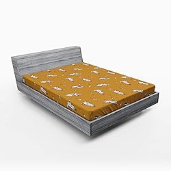 Ambesonne Rodeo Fitted Sheet, Bohemian Print of Cow