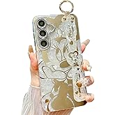 PHOQOYO for Galaxy A17 5G / 4G Case Wrist Band Kickstand Cover Ultra Slim IMD Animal Pattern Shockproof Protection Holder Cover for Samsung Galaxy A17 5G / 4G (Cartoon Characters)