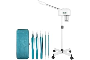 HiBeauty PRO Professional Facial Steamer, Hot Mist, Ozone Humidifier, Can Use at Home and Beauty Salon, Extract Blackheads, Rejuvenate and Hydrate Your Face Skin for Youthful Complexion (Button)