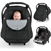 Metplus Winter Car Seat Cover Baby,Waterproof Carseat Covers Baby Boy Girl,Breathable Infant Car Seat Cover Canopy,Windproof and Warm Stroller/Carrier Covers for Winter Newborn Essentials,Black