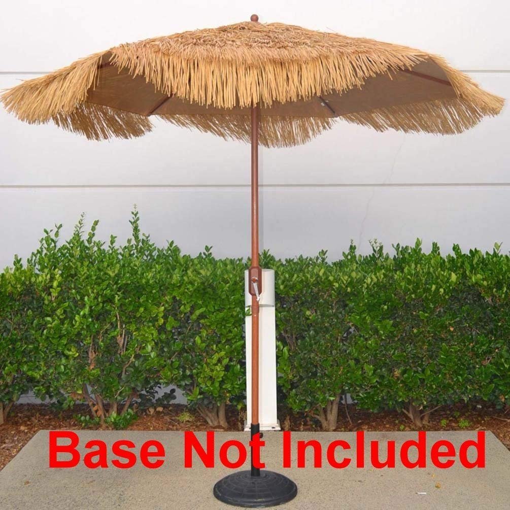 New 9' Wide Hawaiian Tiki Design 9' Thatch Patio Umbrella with Crank