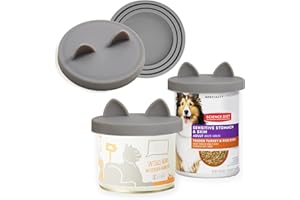 OHMO 2 Pack Dog Food Can Lids, (3,12, 14oz etc.) Universal Size BPA Free Silicone Covers for Cat and Pet Food, Grey