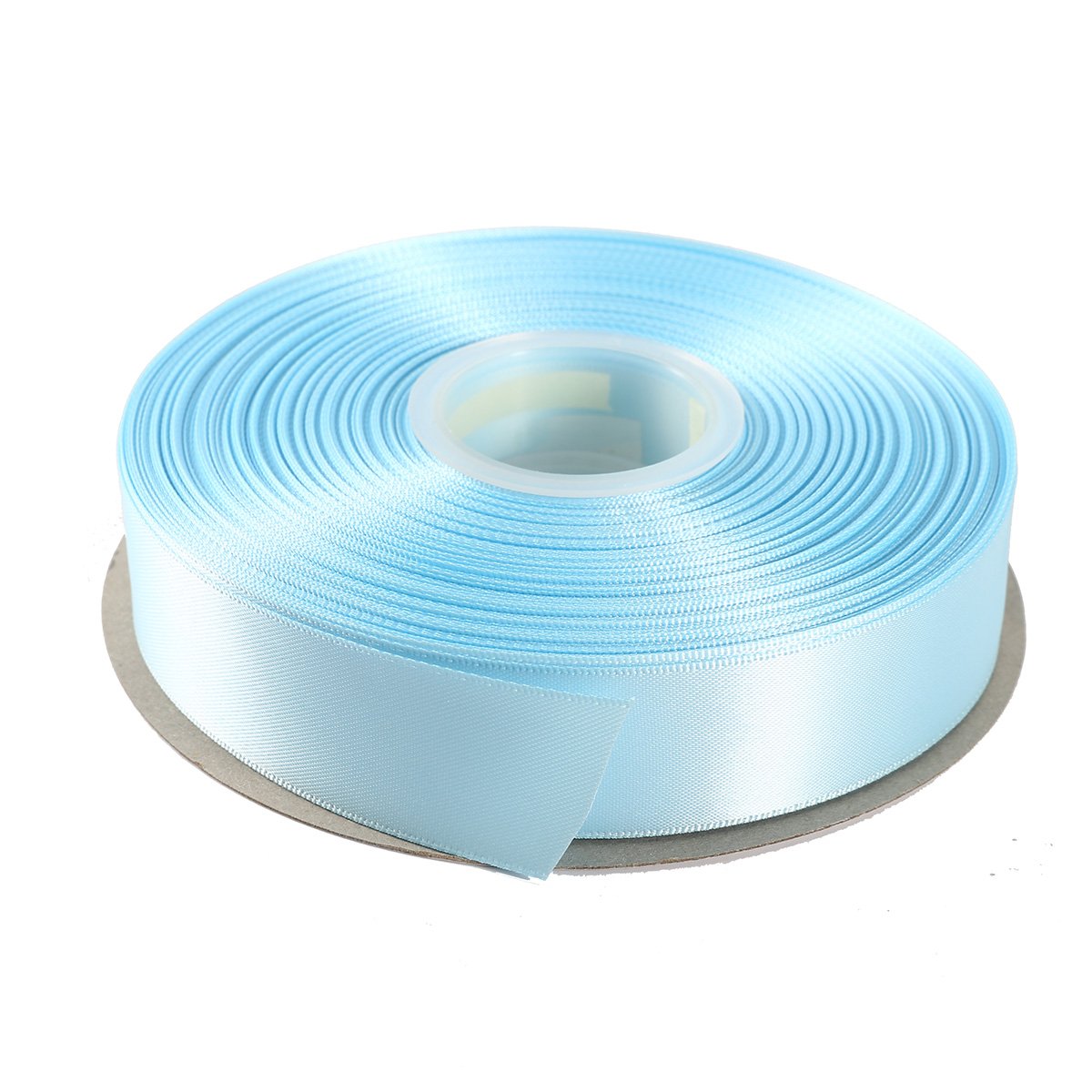 ITIsparkle 25mm Double Faced Satin Ribbon 45 Meters-Roll Set for Gift Wrapping Scrap Books Party Favor Hair Braids Baby Shower Decoration Floral Arrangement Craft Supplies, Light Blue Ribbon