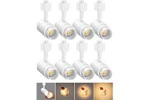 TuyuBEE Zoomable H Track Lighting Heads H Type Track Light Heads Dimmable LED Track Lighting Fixtures Ceiling Spot Light, H Style Track Heads for H Track Lighting Rails - White CRI90 12W 8 Pack 3000K