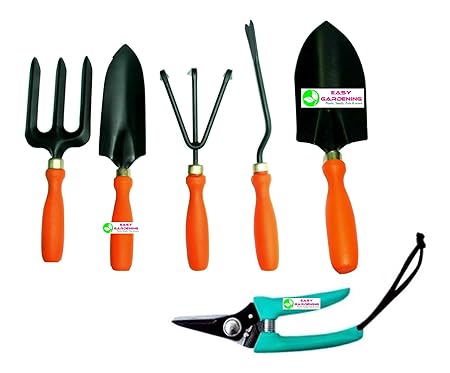 Easy Gardening - 601 - Garden Tools Kit (6Tools) Weeder,Trowel Big,Trowel Small,Cultivator,Fork, Pruner