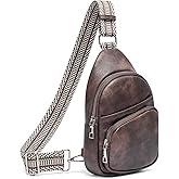 CLUCI Small Sling Bag for Women, Vegan Leather Fanny Pack Crossbody Bags for Women, Chest Bag With Guitar Strap