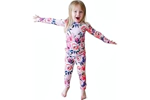 Posh Peanut Girls Pajamas - Soft, Viscose from Bamboo PJs for Kids - Matching, Long Sleeve Toddler Pajamas for Girls