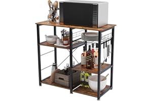 sogesfurniture 3-Tier Kitchen Baker's Rack Utility Shelf Microwave Stand with Storage and Drawer Storage Cart Workstation She
