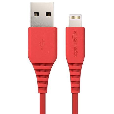 AmazonBasics Lightning auf USB A Kabel, Apple MFi Zertifiziert - Rot, 0,9 m, 1er Pack