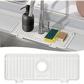 Amerner Kitchen Sink Splash Guard, Silicone Faucet Guard & Draining Mat, Bathroom and Kitchen Sink Organizer, Sink Faucet Mat
