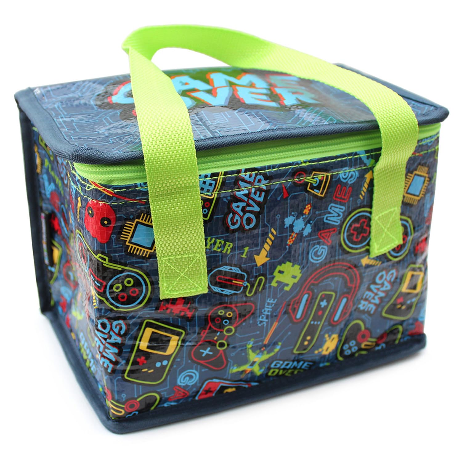 Fashion Stationery Lunch Bag Insulated Cooler Kids Adults Folding Reusable Pack Lunch Bags for Girls Boys Kids Picnic Bag (Navy)