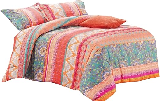 Amazon Com Wake In Cloud Bohemian Comforter Set Orange Coral