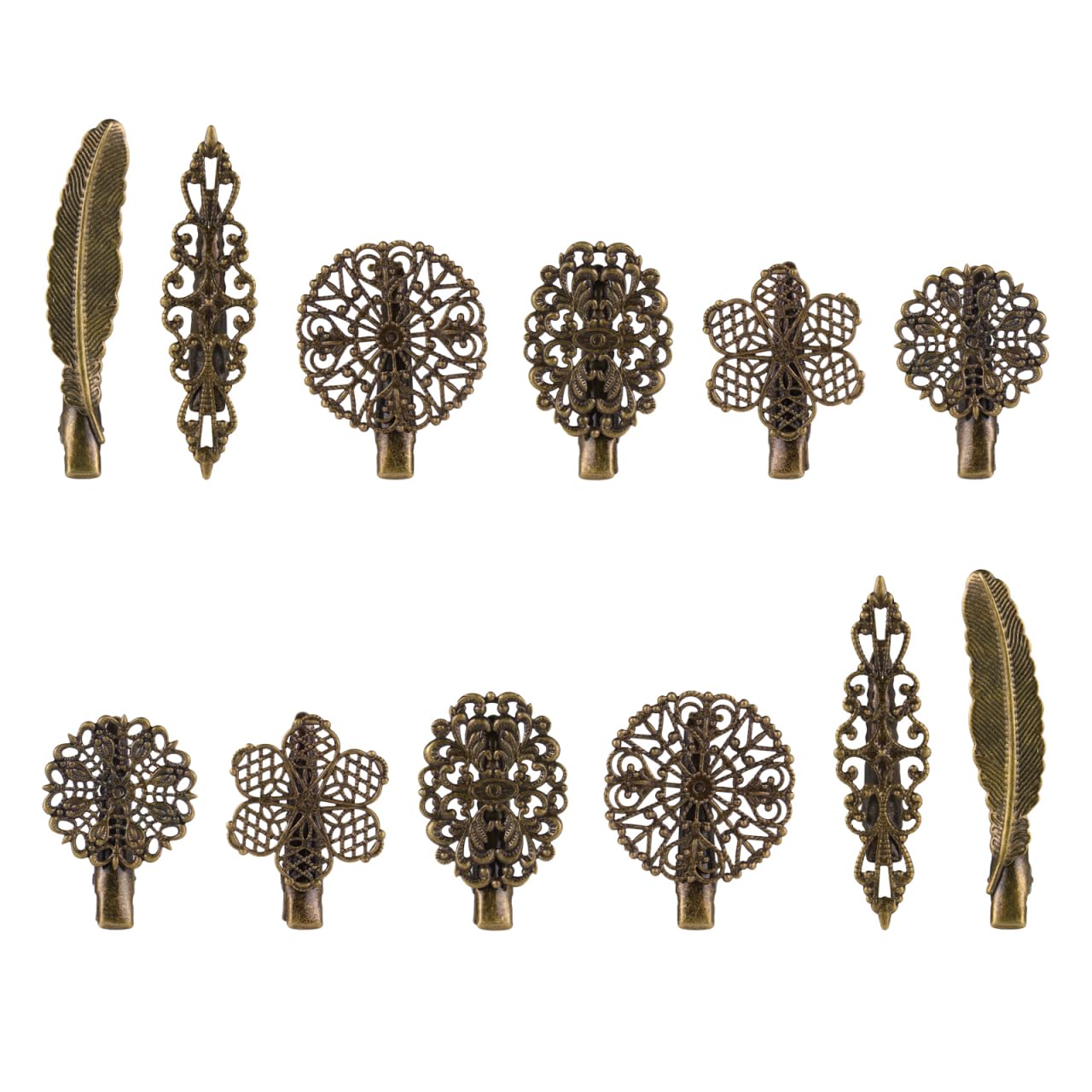 Frcolor Vintage Metal Hair Grips Pins Clips Hair Accessories for Women and Girls, Pack of 12, Random Pattern