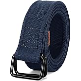 JASGOOD Men Canvas Double Ring Belt Plus Size Men Cloth Casual Belt for Jeans Pants