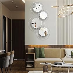 Hicarer 4 Pcs Decorative Wall Mirror Round Modern