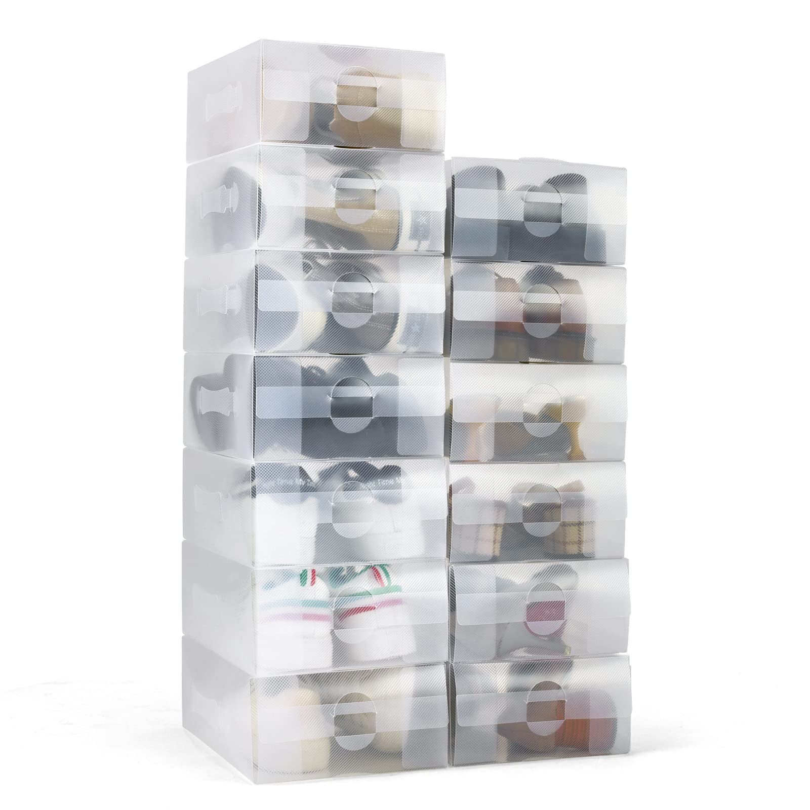 Hapilife Shoe Boxes 22pcs Stackable Shoe Storage Box Clear Plastic Shoe Organizer Containers for Women/Men up to Size 8, 30 x 18 x 10cm
