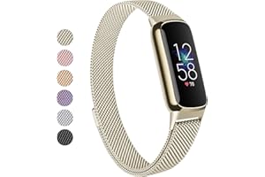 Vanjua Metal Band Compatible with Fitbit Luxe Bands, Stainless Steel Mesh Loop Adjustable Wristband Replacement Strap for Fitbit Luxe/Luxe Special Edition Fitness Tracker Women Men