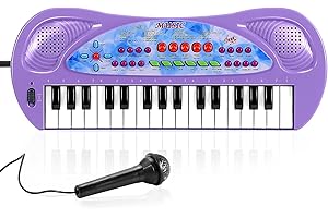 Raimy Piano Keyboard for Kids, 32 Keys Portable Piano Early Learning Educational Electronic Music Keyboard Instrument Toys for 3 4 5 6 Year Old Boys and Girls (Purple)