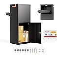 Merapi Parcel Drop Boxes for Outside, 15.24" x 11.42" x 35.47" Cold-Rolled Sheet Package Delivery Boxes, Anti-Theft Lockable Parcel Storage Box for House, Porch, Curbside, Black
