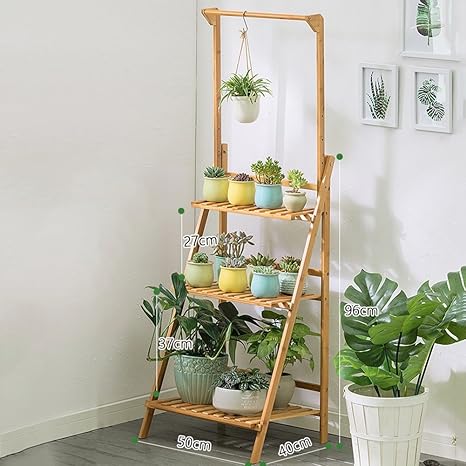 Amazon Co Jp フラワースタンド 竹フラワーラックフロア折りたたみポットシェルフ木製植物ラダークリエイティブハンギングバスケットディスプレイ スタンド 4色 3サイズ 花支架 色 Burlywood サイズ さいず 50 40 96cm ホーム キッチン