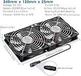 GDSTIME 2x120mm 12V PC Fan with 220V/240V AC Plug Speed Controller Dual Ball view 6