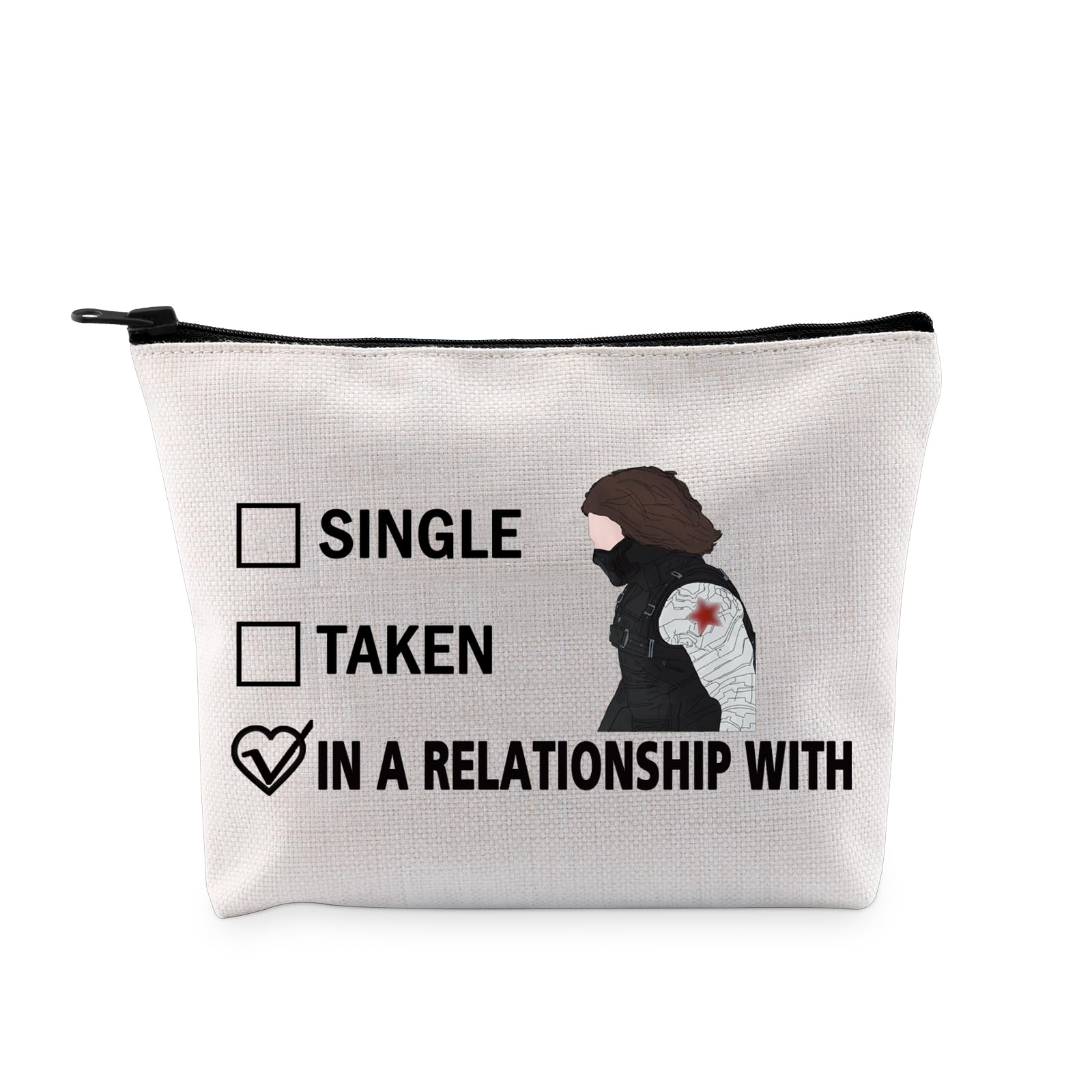 PYOUL Bucky Inspired Gift Single Taken Mentally Dating Bucky Makeup Bag Winter Soldier Cosmetic Bag B Fan Club Gift (Bucky B EU)