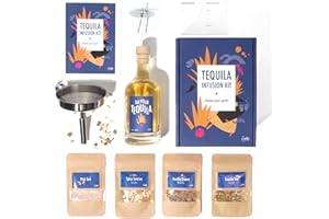 Tequila Infusion Kit by Craftly | Plant-Based Infusions for Cocktails | Tequila Set for him Birthday Gift for Men & Women | Spices & Bottle