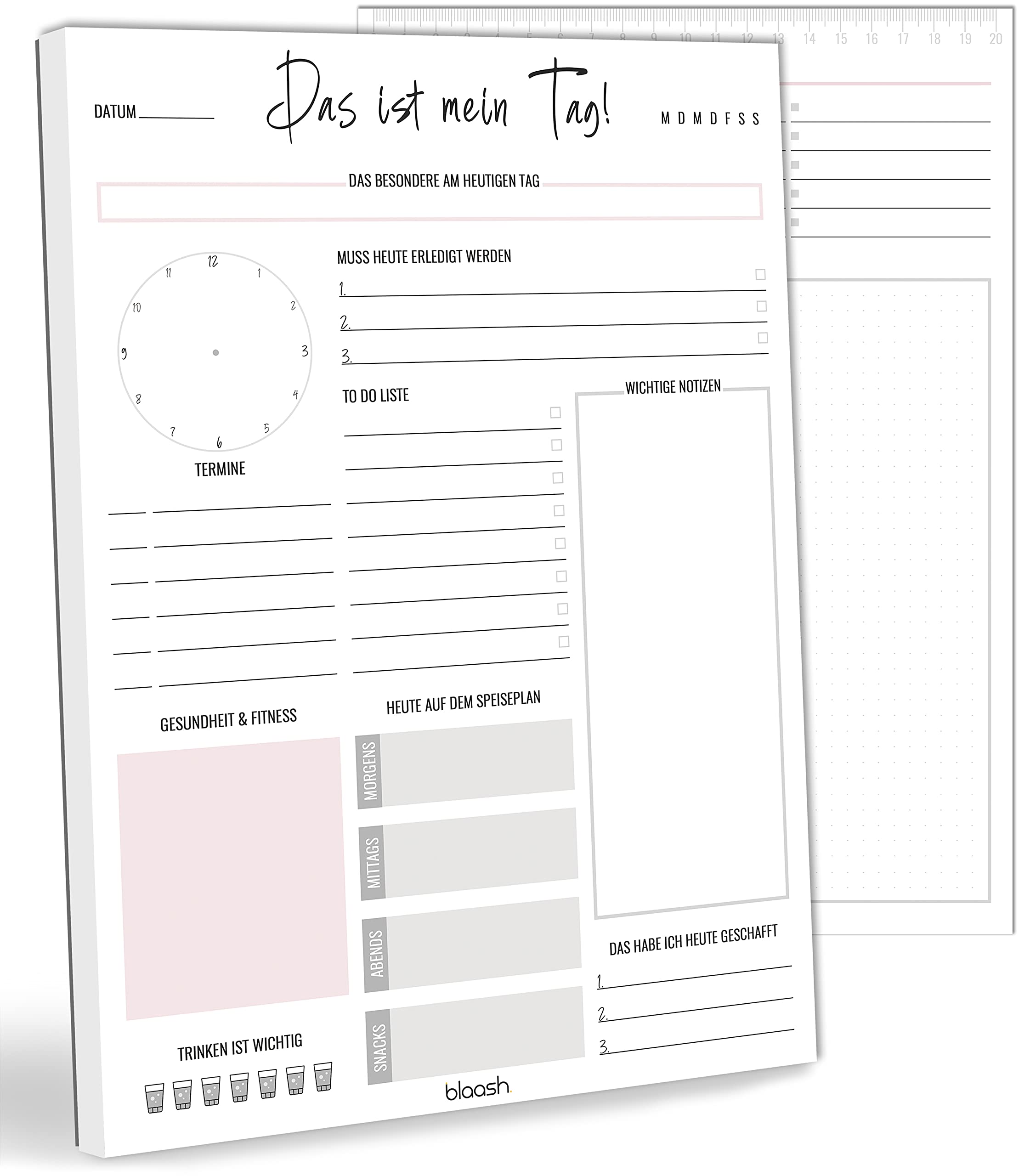 Daily planner pad DIN A4 | 50 pages planner for tasks, appointments, notes & ideas | Optimal organization & motivation in everyday life | To do planner for home & office | Daily Planner