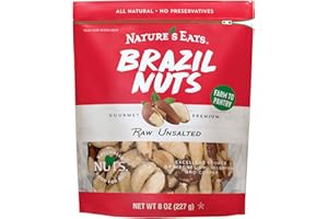 NATURE'S EATS Nature’s Eats Organic Raw Brazil Nuts - Whole Unsalted Superfood Snack from Brazil - Heart Healthy, Keto, Vegan - High in Selenium and Protein - Perfect for Baking, Trail Mix, or Snacking, 8 oz