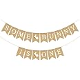 Jute Burlap High Chair Banner With Bunny - Spring 1st Birthday Party Decoration, Pre-Strung Rustic Banner - View #6