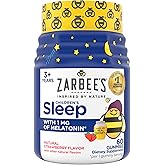 Zarbee's Kids Melatonin Gummies with 1mg Melatonin, Kids Sleep Gummy Works with Natural Sleep Cycles to Promote Peaceful Sleep, Drug-Free, Non-Habit-Forming, Natural Strawberry, 60 ct