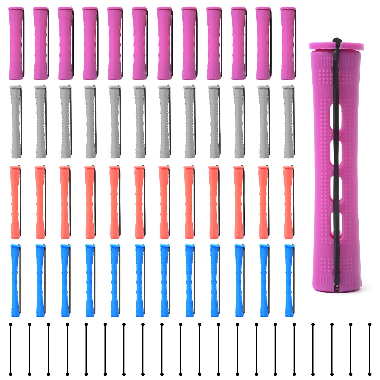 Jubaopen 96PCS Cold Wave Rod Hair Curling Rollers Cold Wave Rods Plastic Perm Rods for Straight Curly Natural Hair Hairdressing Styling (4 Sizes)