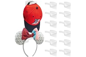 Diamerd Hat Rack for Wall (14-Pack) Headband Holder for Disney Mickey Ear, Adhesive Hat Hooks No Drilling Hat Organizer Cowboy Hat Holder, Strong Hat Hanger to Display for Door, Closet (White)
