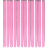YaFex 12 Pcs Clip in Hair Extensions, 22 Inch Colored Hair Extensions Party Highlights Long Straight Synthetic Hairpieces for Women (Pink)