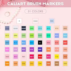Caliart Alcohol Markers Brush Tip, 51 Colors Dual