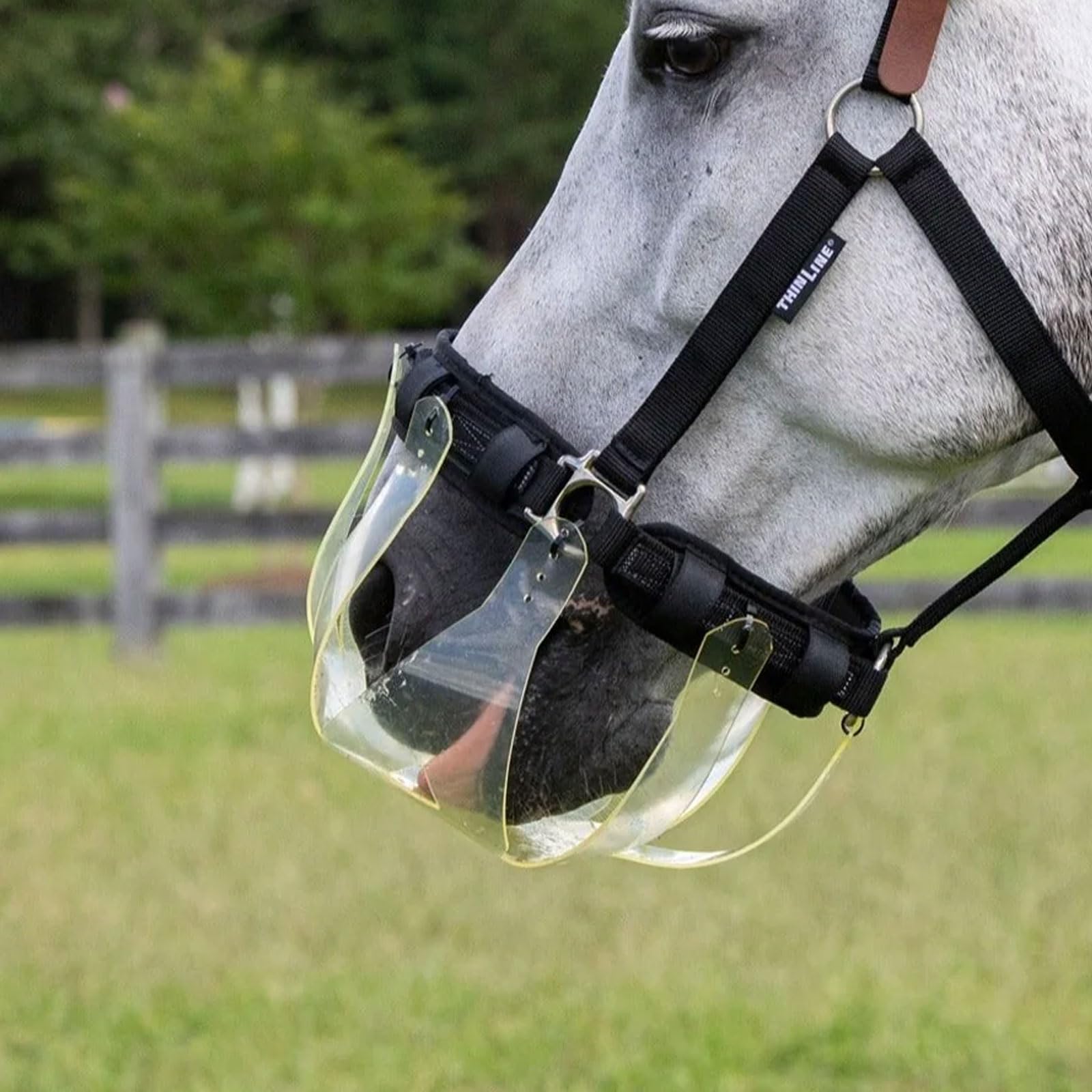Photo 1 of ThinLine Flexible Filly Grazing Muzzle | Lightweight Safe Comfortable Ventilated Equine Slow Feed Halter Mounting Clear Horse Mask, Cob/Horse, 3.5+ cm Hole