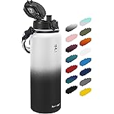 Fanhaw 40 oz Insulated Stainless Steel Water Bottle with Chug Lid, Leakproof & Sweat-Free Extra-Large Metal Bottle for Outdoor, Hiking & Gym (White Black)