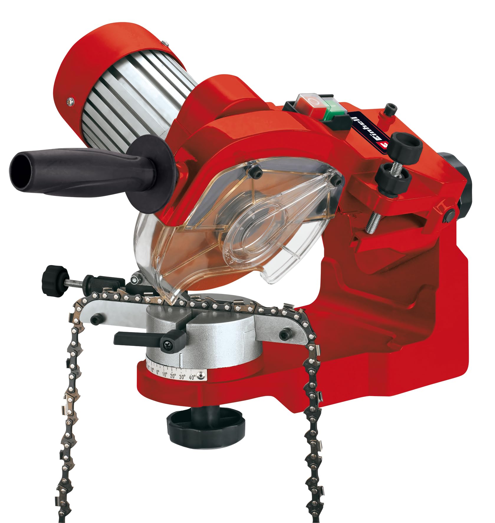 Einhell GC-CS 235 E Affilacatene Elettrico (230 V, 235 W, Limitatore Profondità, Scala Graduata Angolo, Serraggio Catena, Testa Inclinabile E Regolabile, Illuminazione, Protez. Scintille)